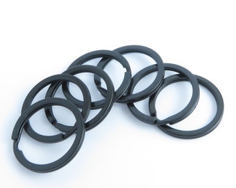 25 mm Matte Black Split Rings Steel Flat Metal Keyring Blanks Key Chain Hardware O Rings Keyring Connectors