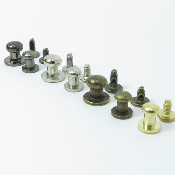 Screw Back Button Sam Browne Ohrstecker für Leathercraft, Screw back Spike Ohrstecker Kugelkopf Ohrstecker Ersatz Ohrstecker Schwarz Nickel Antik Messing