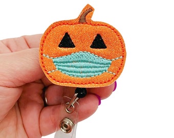 Halloween Badge Reel, Halloween Lanyard, Fall Badge Reel, Autumn Badge Reel, Glitter Badge Reel, Jack O Lantern Badge Reel, Funny Badge Reel