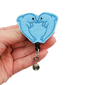 Animal Badge Reel Heart, Dolphin Badge Holder Animal, Dolphin Badge Reel Animal, Felt Badge Reel Pediatric Nurse, Cute Badge Reel for Nurse