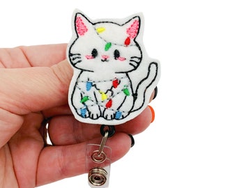 Christmas Badge Reel, Christmas Lanyard, Christmas In July, Winter Badge Reel, Holiday Badge Reel, Christmas Badge Holder, Cat Badge Reel