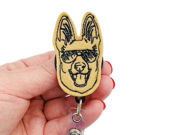 German Shepherd Badge Reel, German Shepherd Gift, Animal Badge Reel, Badge Clip Retractable, Vet Badge Reel, Dog Lanyard, ID Badge Holder