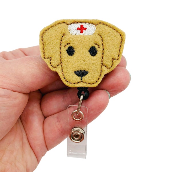 Dog Nurse Badge, Dog Nurse Badge Reel, Dog Badge Reel, Dog Badge Holder, Dog Badge Clip, Dog Badge Reel Felt, Dog ID Badge Reel