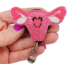 Glitter Uterus Badge Reel Retractable Name Tag Holder for Work ID