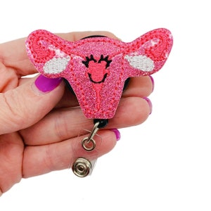 Glitter Uterus Badge Reel Retractable Name Tag Holder for Work ID