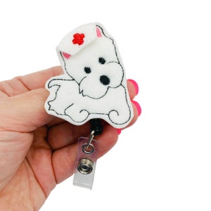 Westie Badge Reel, Highland Terrier Badge Reel, Westie Dog Badge Reel, Animal Badge Reel, Nurse Badge Reel, Nurse Gifts, RN Badge Reel RN