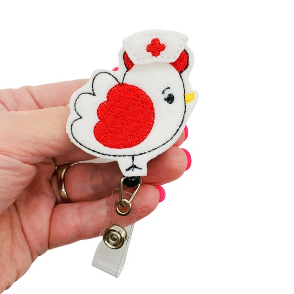 Chicken Badge Reel, Nurse Badge Reel, Nurse Gift for Nurse, RN Badge Reel, RN Gifts, Rooster Badge Reel, Chicken Gifts, Rooster Gift for RN