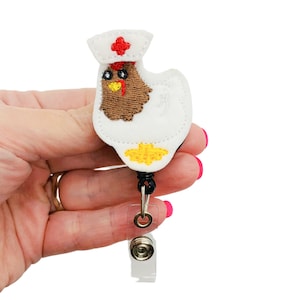  Roast Chicken Hen Farm Print Retractable Badge Holder