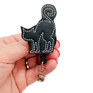 Halloween Badge Reel, Halloween Lanyard, Halloween Gift, Cat Badge Reel, Black Cat Gifts, Cat Lover Gift, Animal Badge Reel, Cat Lanyard