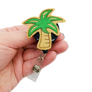 Palm Tree Badge Reel Retractable Name Tag Holder for Work ID