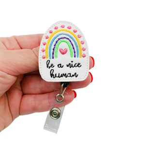 Rainbow Heart Badge Reel, ID Holder, Nurse Badge, Name Tag Holder