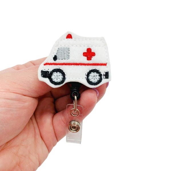 Ambulance Badge Reel Healthcare, Ambulance Driver Gifts for EMT, EMT Gifts for Paramedics, First Responder Gift, Paramedic Badge Holder RN