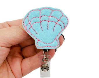 Seashell Badge Reel, Sea Shell Badge Reel, Beach Badge Reel, Beach Badge Holder, Beach Name Tag Reel, Beach Name Tag, Beach Nurse Badge