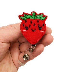 Strawberry Badge Reel, Food Badge Reel, Strawberry Accessory, Strawberry Gift, Nurse Badge Clip, Nurse Badge Reel, Nurse Gift for Nurse