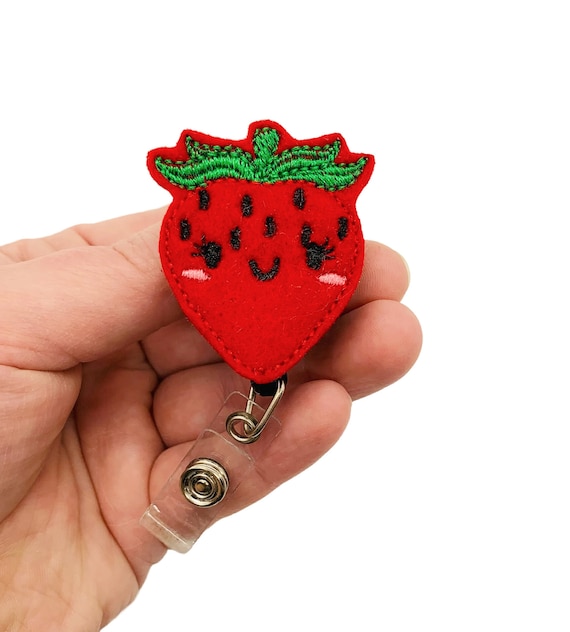 Strawberry Badge Reel, Food Badge Reel, Strawberry Accessory