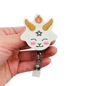 Halloween Badge Reel, Goat Badge Reel, Demon Badge Reel, Halloween Gifts, Pagan Gifts, Occult Gifts, Gothic Gifts, Pentagram Badge Reel