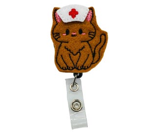 Orange Cat Nurse Badge Reel, Orange Cat Badge Reel, Cat Badge Clip, Cat Lanyard, Cat Badge Holder, Veterinarian Gift, Vet Gifts, Cat Gifts