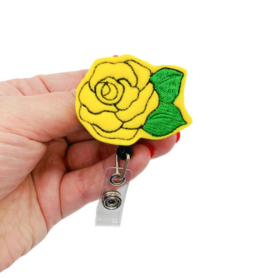 Yellow Rose Badge Reel, Flower Badge Reel, Cute Badge Reel, Florist Gift,  Nurse Badge Reel Flower, Floral Lanyard, Texas Gift for Gardener 