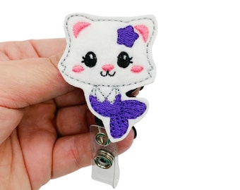 Mermaid Cat Badge Reel - Cute Animal ID Holder Clip for Nurses, Teachers & Cat Lovers