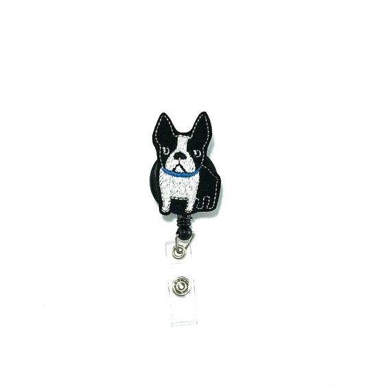 French Bulldog Dog Breed Heart Lanyard Retractable Reel Badge ID Card Holder