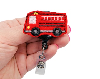 Fire Truck Badge Reel Retractable Name Tag Holder for Work ID