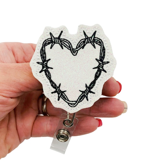 Barbed Wire Heart Badge Reel, Valentine's Day Badge Reel, Fun Badge Reel, Valentine Gift for Her, Punk Gifts, Gothic Gift, ID Badge Holder