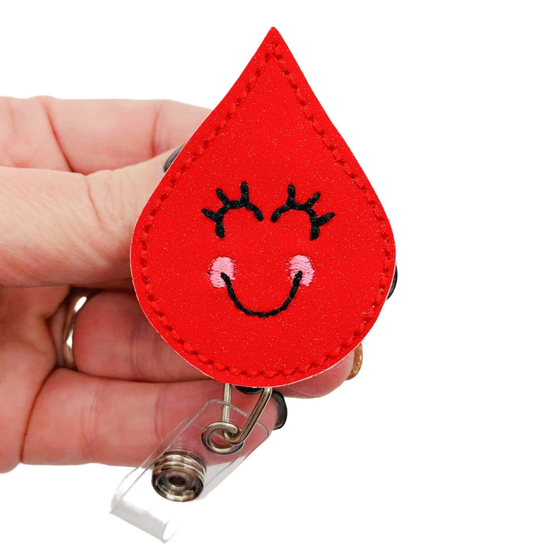 Glitter Blood Drop Badge Reel Name Tag Holder for Work ID - Etsy