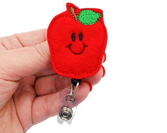 Apple Badge Reel, Fruit Badge Reel, Fruit Badge Holder, Apple Gift, Apple Lover Gift, Nutritionist Gift, Felt Badge Reel, Felt Badge Holder