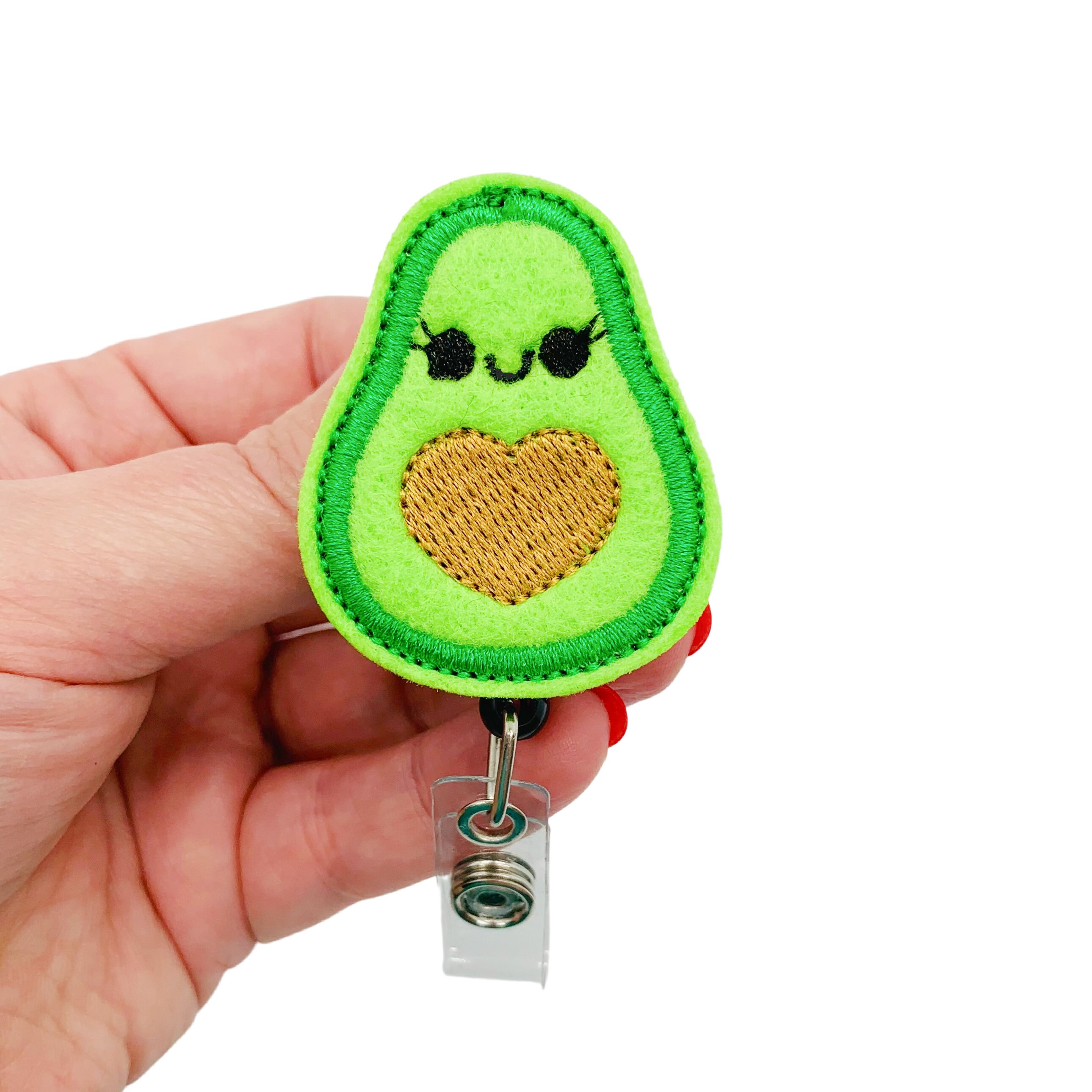 Avocado Badge Reel, Nurse Gift, Felt Badge Reel, Cute Badge Clip, Ret…