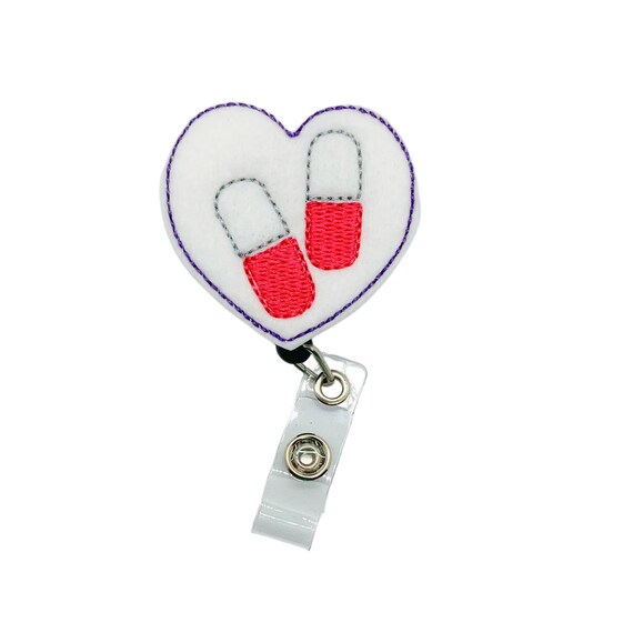 Medicine Heart Badge Reel Retractable Name Tag Holder for Work ID 