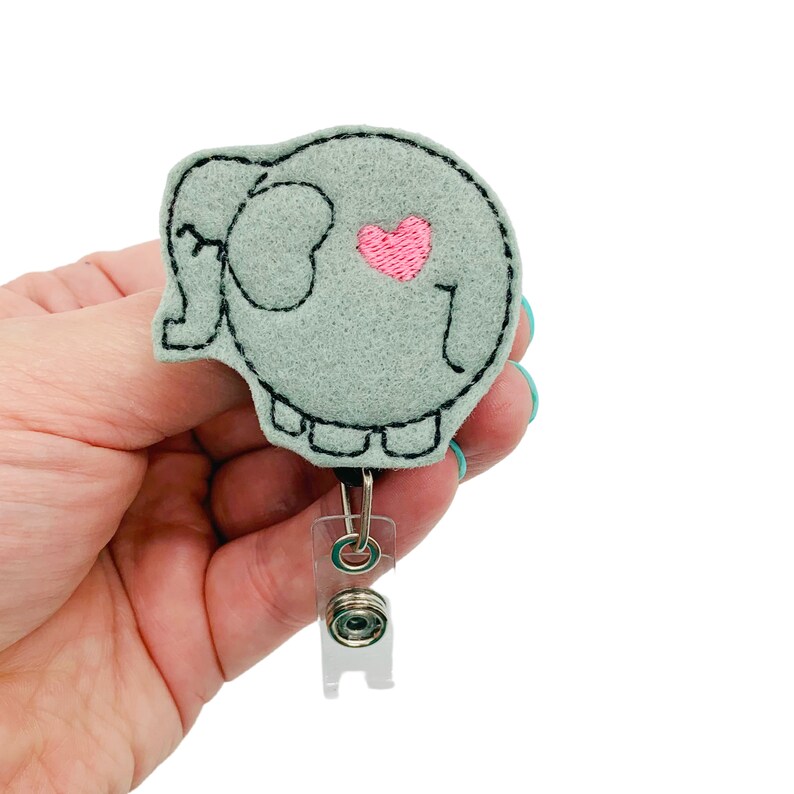 Elephant Badge Reel, Animal Badge Reel, Elephant Lanyard, Elephant Gifts, Cute Badge Reel, Heart Badge Reel, Nurse Badge Reel, ID Badge Reel image 1