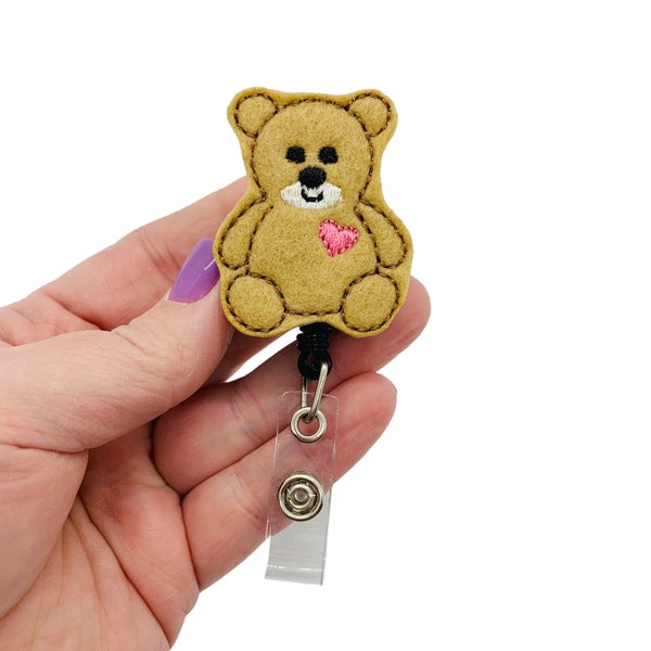 Bear Badge Reel, Bear Badge Holder, Bear Badge, Animal Badge Reel, Animal Badge Holder, Animal Badge Clip, Pediatric Badge Reel