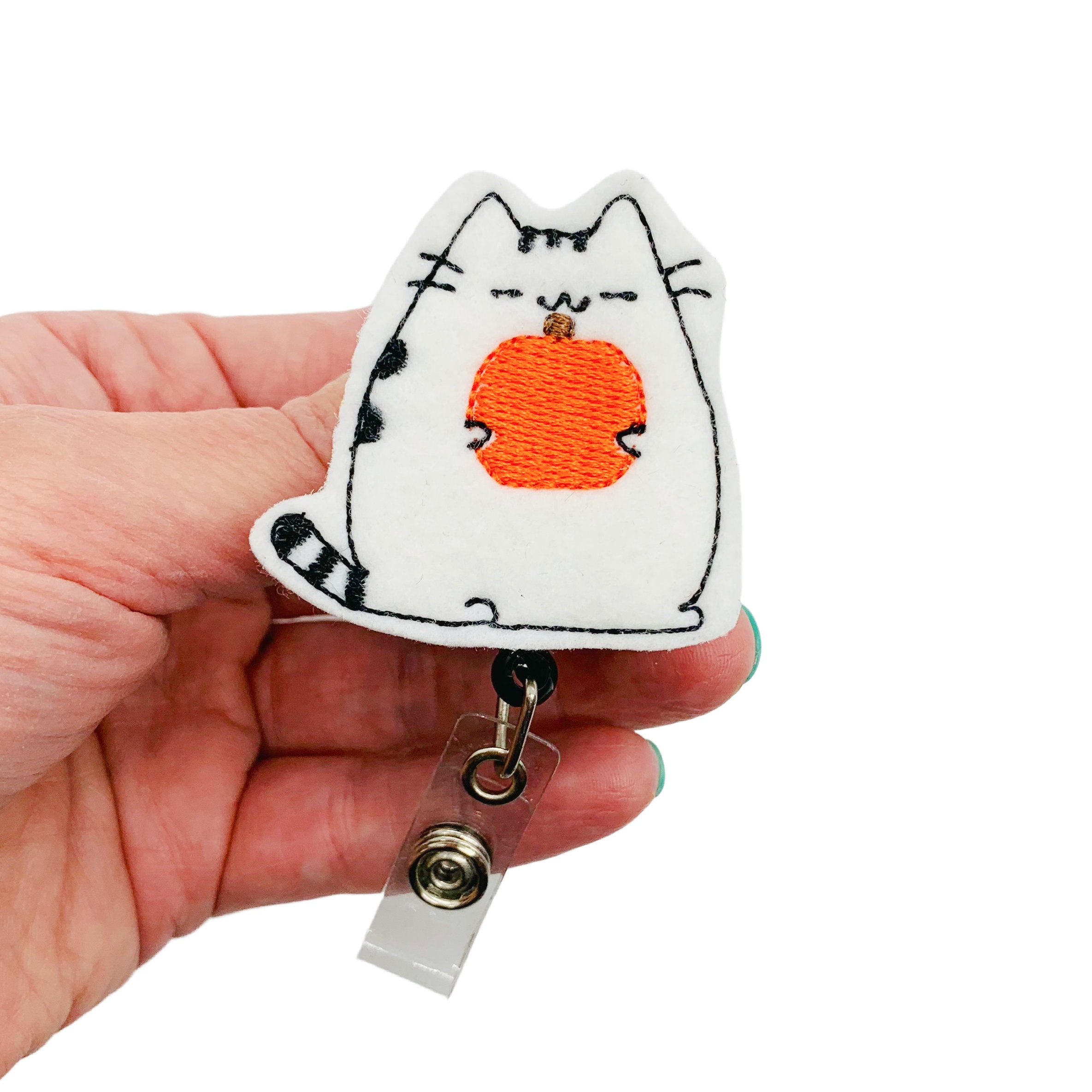 Halloween Cat Badge Reel, Fall Badge Reel, Pumpkin Badge Reel, Halloween Badge Reel, Halloween Gifts, Cat Gifts, Animal Badge Reel Cat