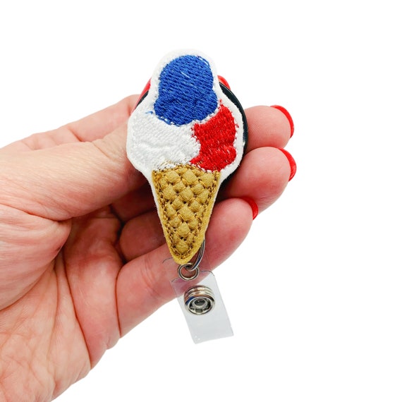 Ice Cream Cone Badge Reel, Ice Cream Badge Reel, Patriotic Badge