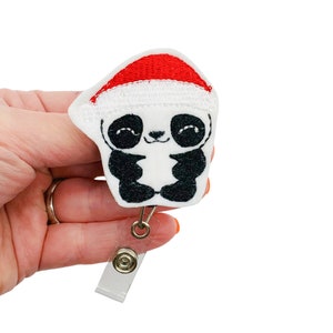 Panda Badge Reel, Panda Badge, Panda ID Clip, Santa Badge Reel, Panda Christmas, Christmas Badge Reel, Christmas Badge Clip, Panda Gift