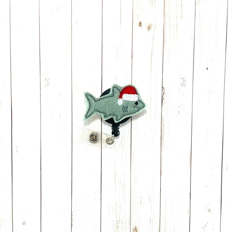 Christmas Shark Retractable Badge Reel Name Tag Holder for Work ID