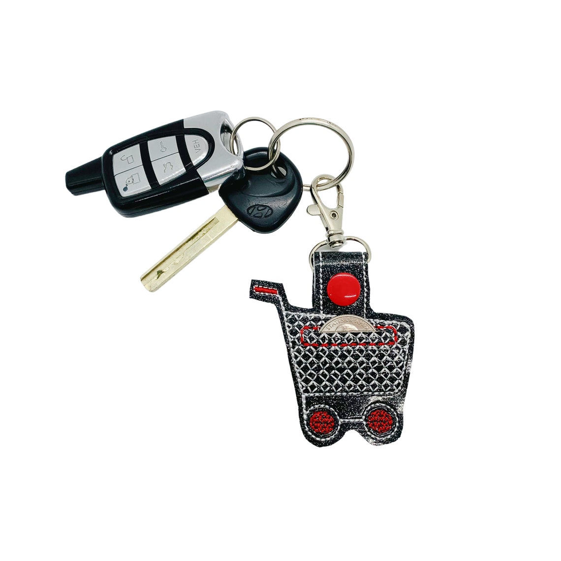 Quarter Holder Shopping Cart Key Fob Keychain Etsy