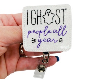 Lustiger Geist Abzeichen Reel, lustiger Ausweis Reel, Geist ID Inhaber, Ghost Badge Halter, Ghost Badge Clip, Halloween Badge Reel, Halloween ID Inhaber