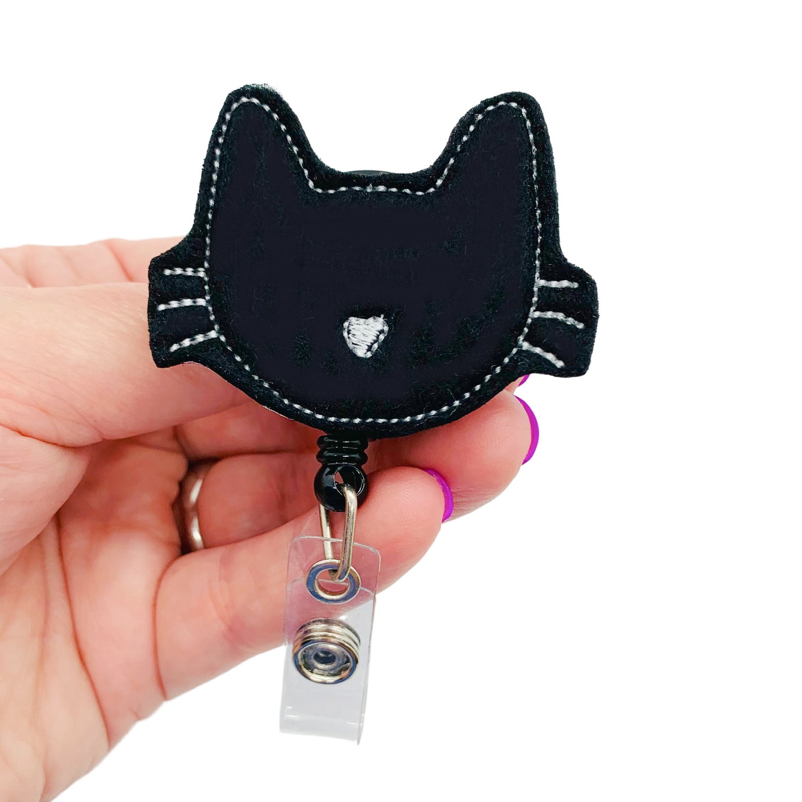 Black Cat Badge Reel Cat Gift Cat Lanyard Cat Lover Gift Etsy
