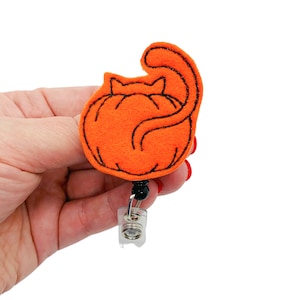 Cat Butt Pumpkin Retractable Badge Reel Name Tag Holder for Work ID