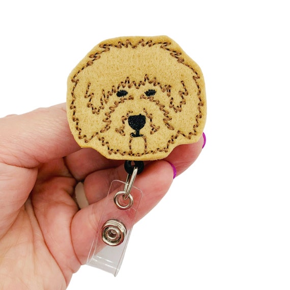 Golden Doodle Badge Reel, Dog Badge Reel, Animal Badge Reel