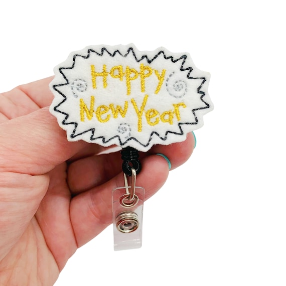 Happy New Year ID Holder, New Years Eve ID Badge Reel, 2024 ID