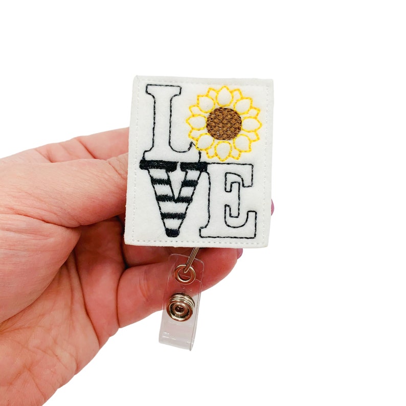 Floral Lanyard Sunflower Gifts Sunflower Lanyard Flower Badge Reel Fall Badge Reel Sunflower Badge Reel Flower Lanyard Flower Gift