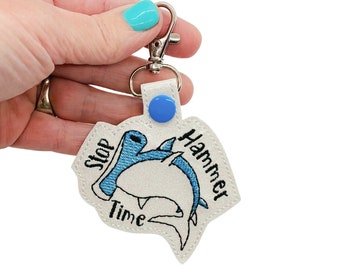 Hammerhead Shark Gifts, Shark Keychain, Fish Keychain, Shark Key Fob, Shark Accessories, Vinyl Key Fob, Shark Bag Tag, Shark Luggage Tag