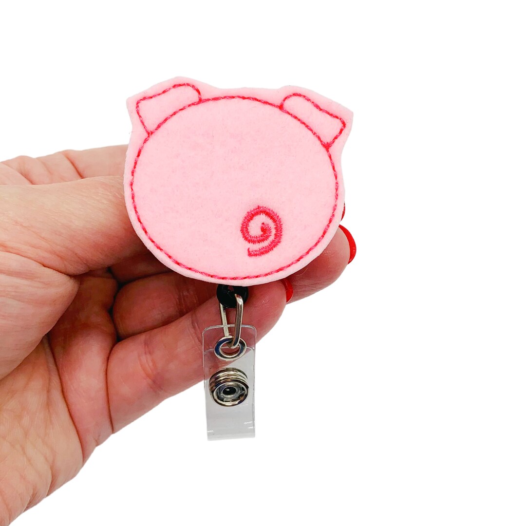 Pig Badge Reel, Pig Badge Holder, Pig ID Tag, Pig Accessory, Pig Gift ...