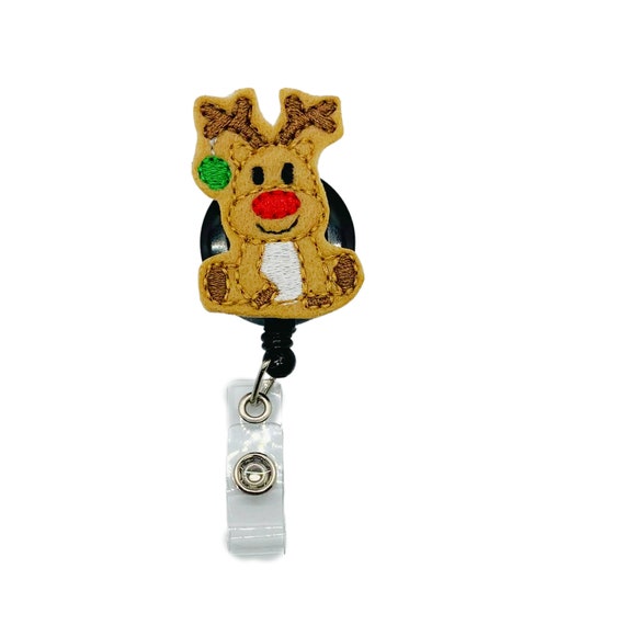 Buy Reindeer Badge Reel, Christmas Badge Reel, Winter Badge Reel