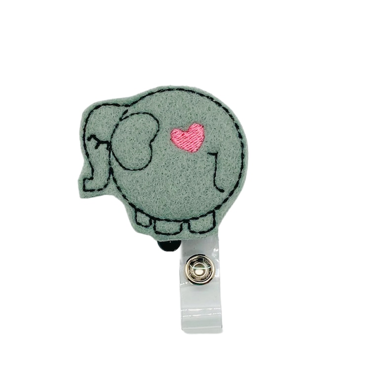 Elephant Badge Reel, Animal Badge Reel, Elephant Lanyard, Elephant Gifts, Cute Badge Reel, Heart Badge Reel, Nurse Badge Reel, ID Badge Reel image 2