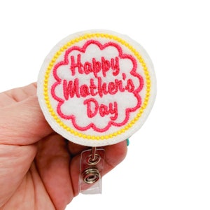 Happy Mother&#39;s Day Badge Reel, Mother&#39;s Day Gift, Holiday Badge Reel, Retractable Badge Reel, ID Badge Reel, Mom Gifts, ID Badge Holder