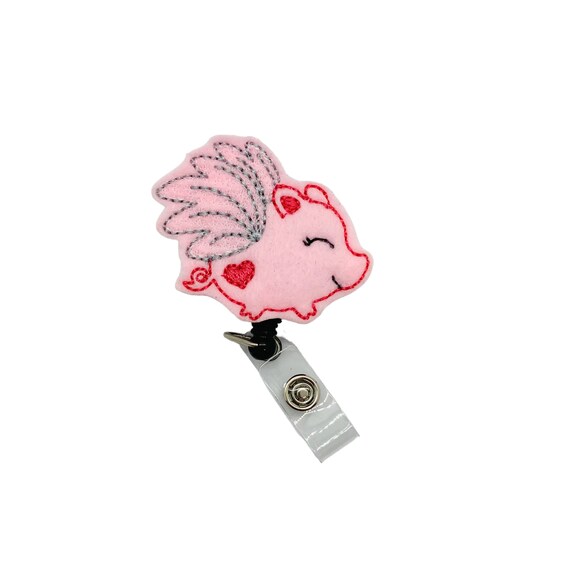 Flying Pig Badge Reel, Pig Gifts, Animal Badge Reel, Cute Badge