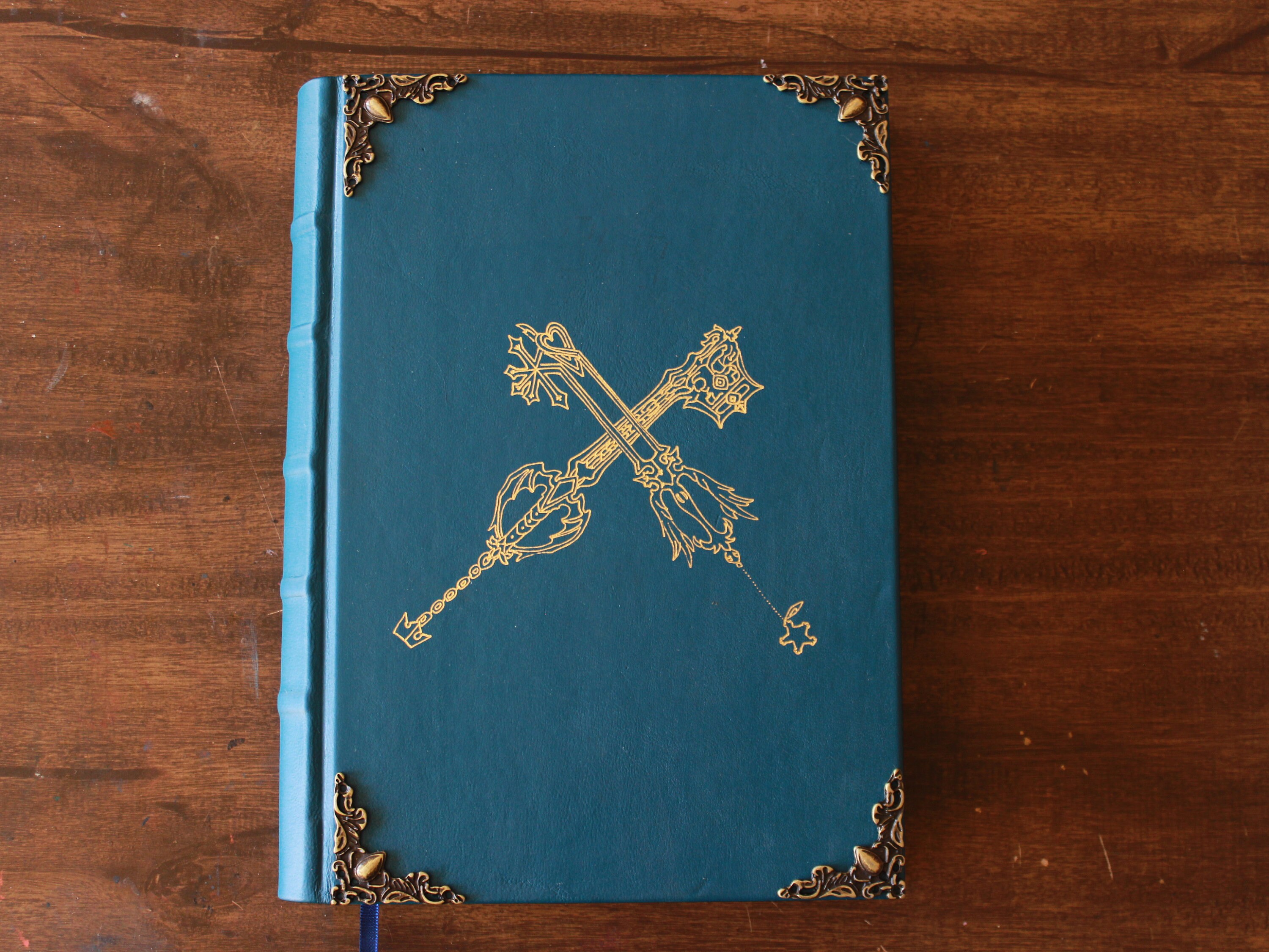 Kingdom Hearts Grimoire Leather Journal, Keyblade Cover, Handmade